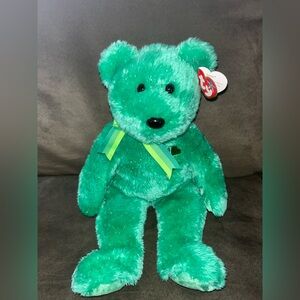 TY Green Teddy Bear Plush Beanie Buddy Dublin